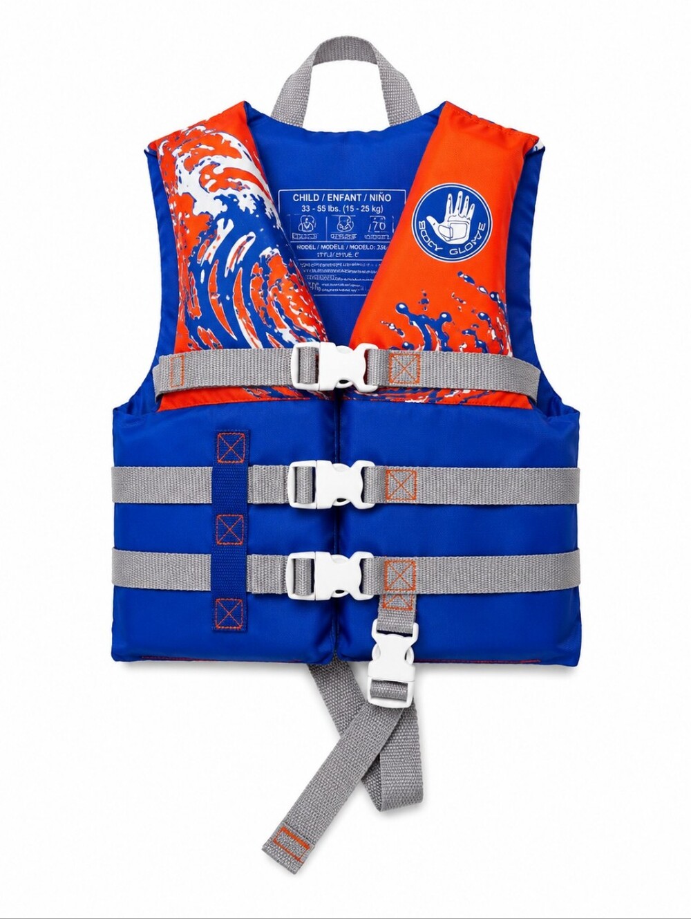 Body Glove Child Life Jacket PFD 33–55 lbs Orange/Blue
